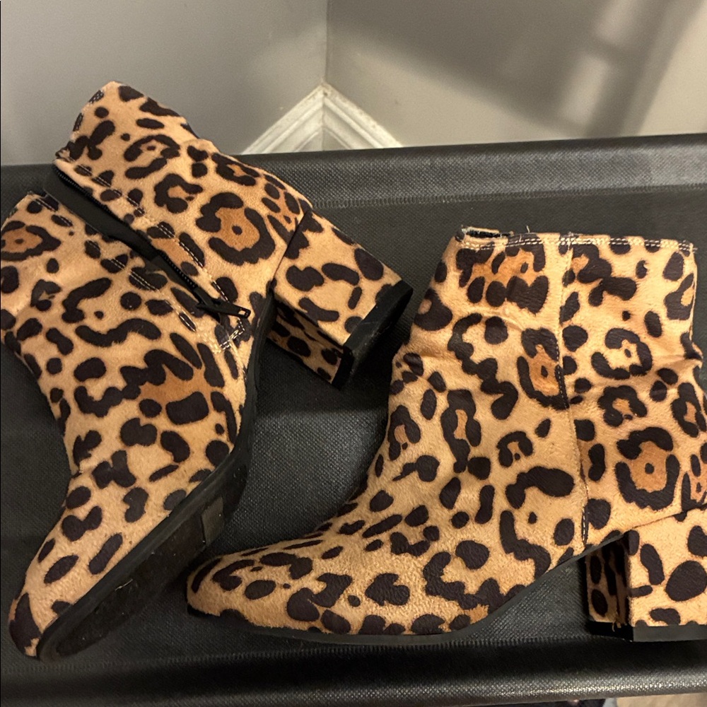 Leopard Print Ankle Boots